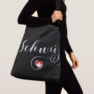 Swiss Flag In A Heart, Schweiz, Switzerland Crossbody Bag