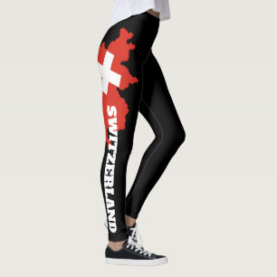 Swiss Flag Leggings - Switzerland Map Design Tight