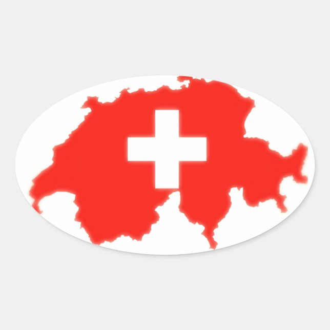 Swiss flag map oval sticker (Front)