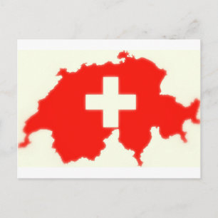 Swiss flag map postcard