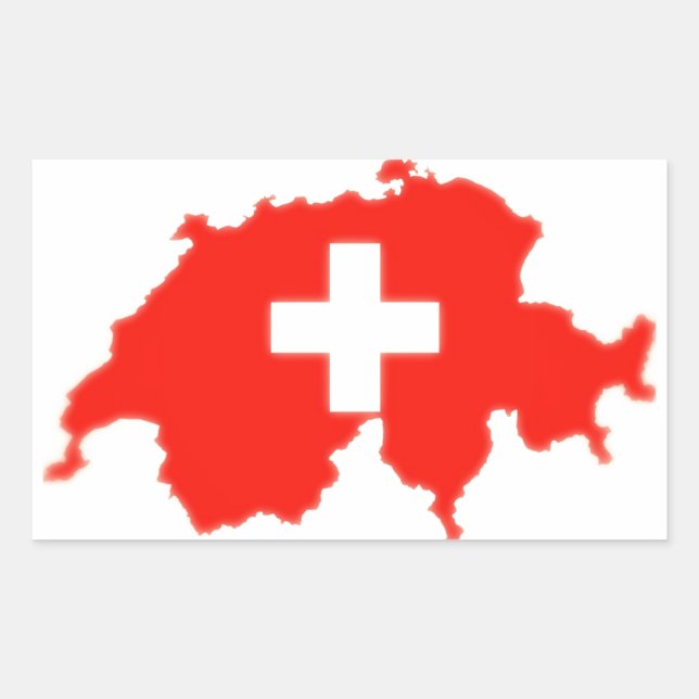 Swiss flag map rectangular sticker (Front)