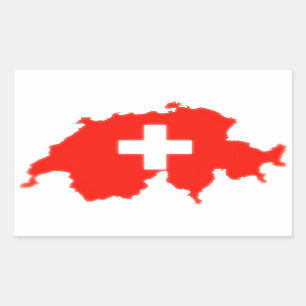 Swiss flag map rectangular sticker