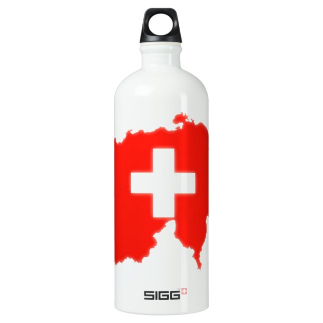 Swiss flag map water bottle (Front)