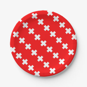 Swiss Flag Paper Plate