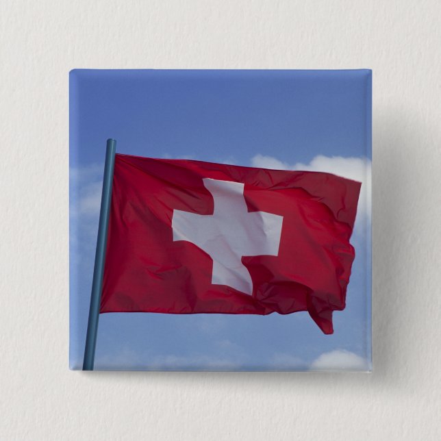 Swiss Flag RF) 15 Cm Square Badge (Front)