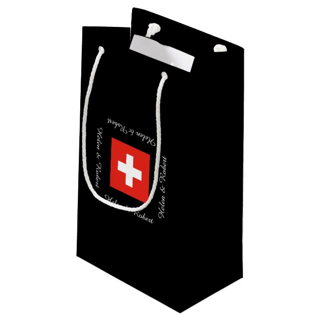 Swiss Flag Small Gift Bag (Back Angled)