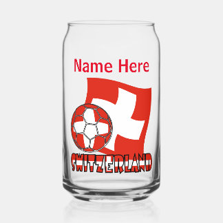 Swiss Flag Soccer Ball Red Personalisation Can Glass