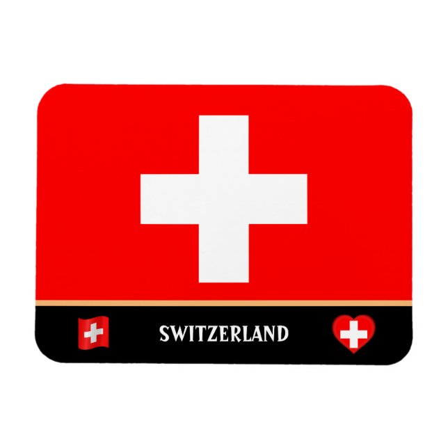 Swiss Flag & Swiss country travel / Switzerland Magnet (Horizontal)