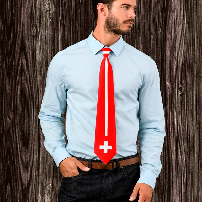 Swiss flag & Switzerland business fashion Tie (Creator Uploaded)