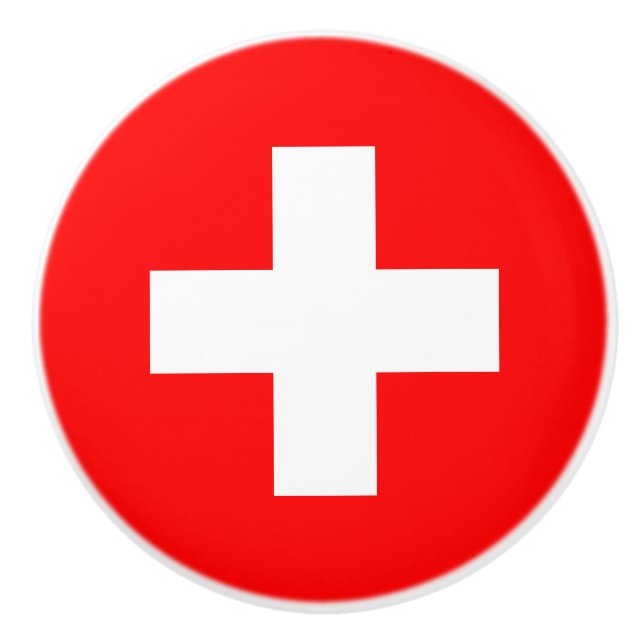 Swiss Flag (Switzerland) Ceramic Knob (Front)