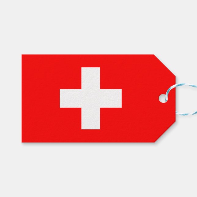 Swiss Flag (Switzerland) Gift Tags (Front (Horizontal))