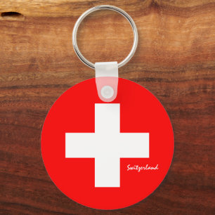 Swiss flag & Switzerland holiday, patriot / sports Key Ring