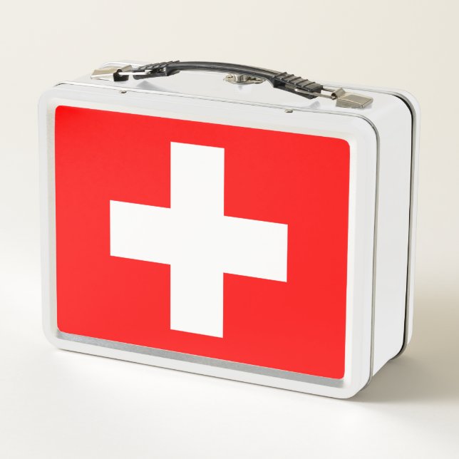 Swiss Flag (Switzerland) Metal Lunch Box (Back)