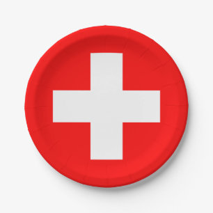 Swiss Flag (Switzerland) Paper Plate