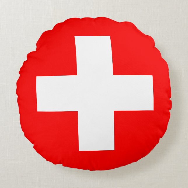 Swiss Flag (Switzerland) Round Cushion (Front)