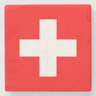 Swiss Flag (Switzerland) Stone Coaster