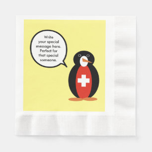Swiss Flag Talking Mr. Penguin Napkin