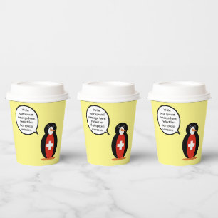 Swiss Flag Talking Ms. Penguin Personalised  Paper Cups