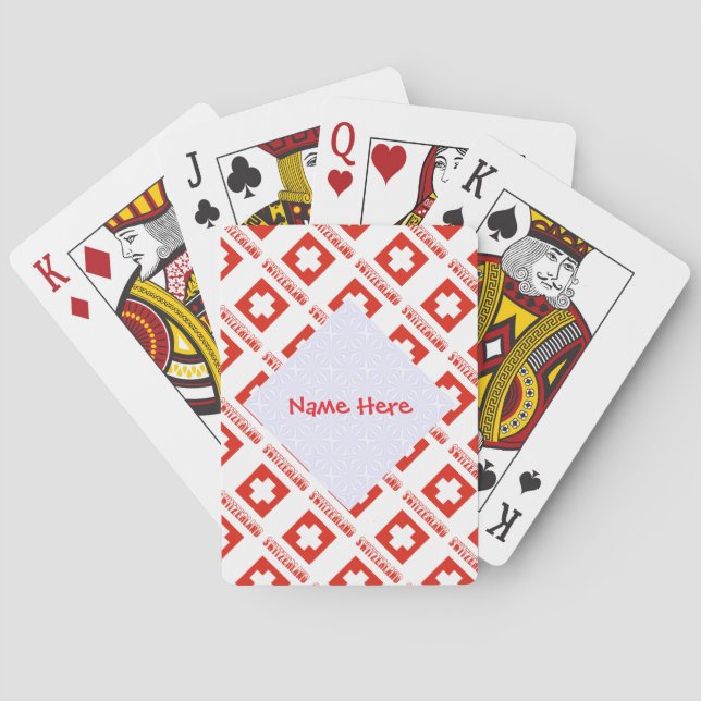 Swiss Flag Tiled Personalised  Playing Cards (Back)