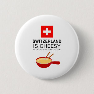 Swiss Fondue Funny 6 Cm Round Badge