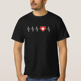 Swiss Heartbeat I Love Switzerland Flag Heart T-Shirt
