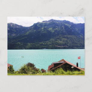 Swiss house with flag postcard