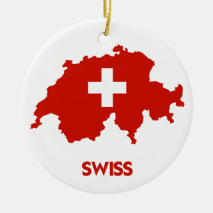 SWISS MAP CERAMIC TREE DECORATION