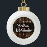 Swiss Merry Christmas, Schöni Wiehnachte Ceramic Ball Christmas Ornament<br><div class="desc">Swiss Christmas greeting (in Swiss German) - Schöni Wiehnachte rustic style holday ornament,  with a Swiss flag bauble,  christmas lights and snow design on a rustic background.</div>