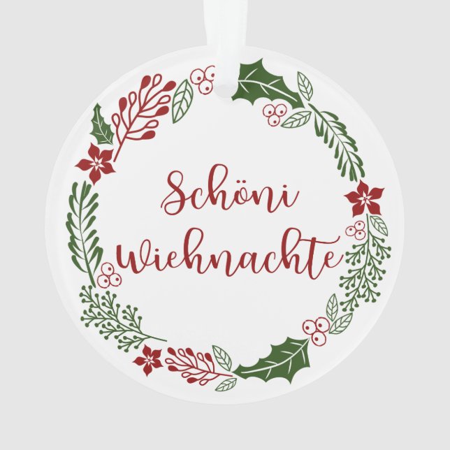 Swiss Merry Christmas Wreath, Schöni Wiehnachte Ornament (Back)
