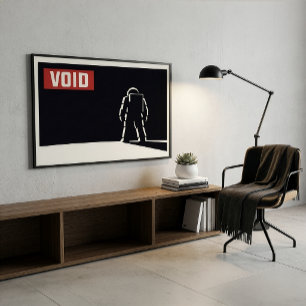 Swiss Minimalist Black Red White Astronaut Space  Poster