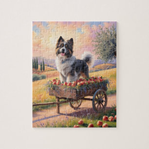 Swiss moundtain dog standing in apple cart jigsaw puzzle
