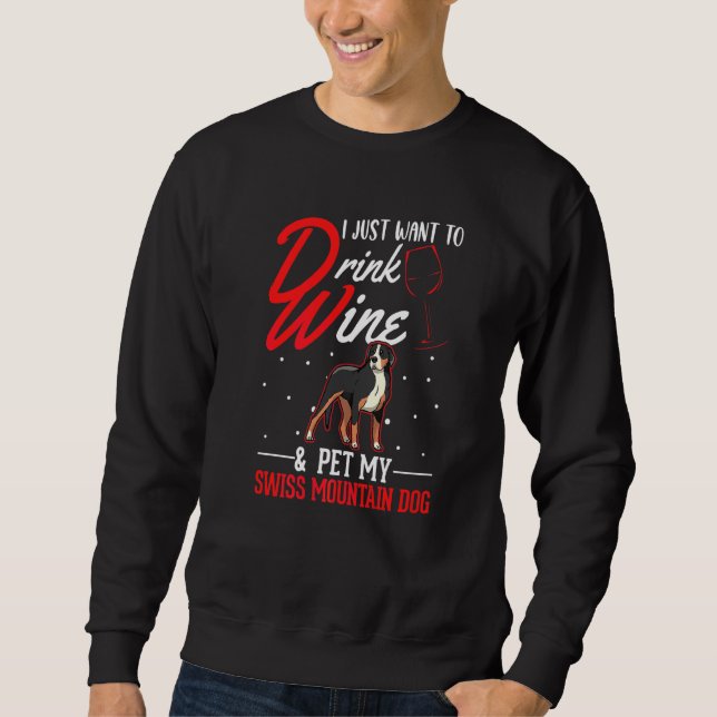 Swiss Mountain Dog And Wine   Sweatshirt (Front)