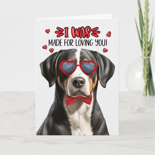Swiss Mountain Dog Made for Loving You Valentine Holiday Card (Front)