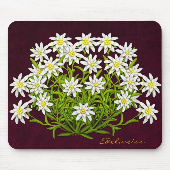 Swiss Mountain Edelweiss Flowers Mousepad (Front)