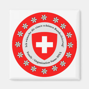 Swiss National Day Switzerland Flag Edelweiss   Magnet