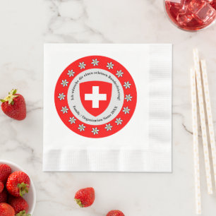 Swiss National Day Switzerland Flag Edelweiss Napkin