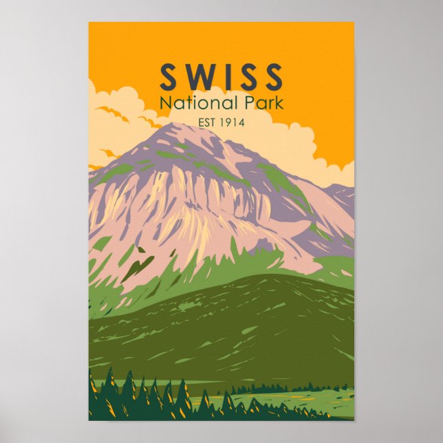 Swiss National Park Switzerland Vintage Poster (Front)