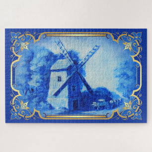 Swiss/Norwegian/Holland windmill delft blue Jigsaw Puzzle