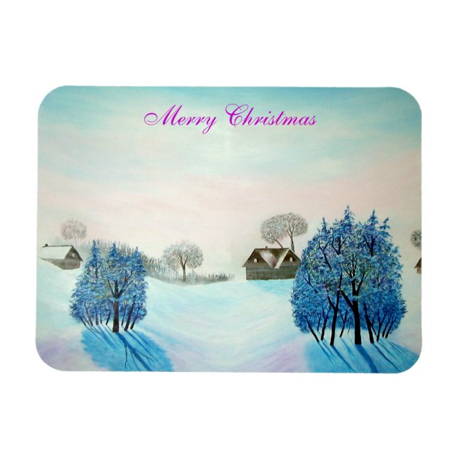 Swiss Opus Blue Christmas Magnet (Horizontal)