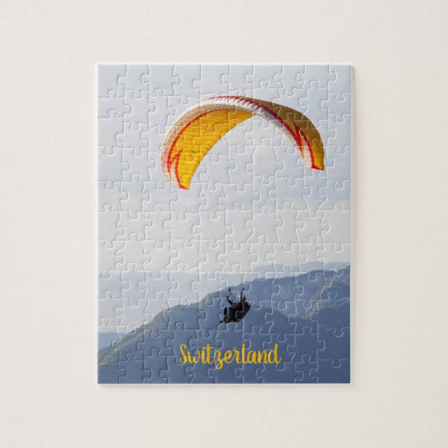 Swiss Paragliding Orange Jigsaw Puzzle (Vertical)
