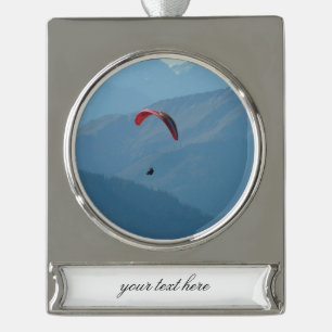 Swiss Paragliding Silver Plated Banner Ornament