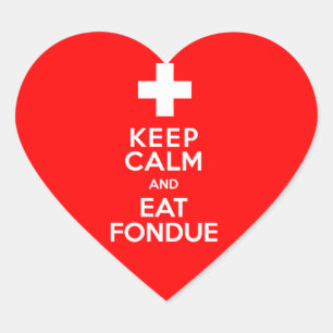 Swiss Party! Keep Calm and Eat Fondue! Heart Sticker