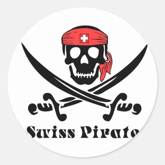 Swiss Pirate Classic Round Sticker (Front)