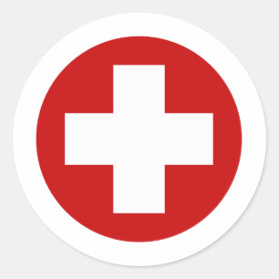 Swiss Red Cross Emergency Roundell Classic Round Sticker