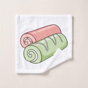 Swiss roll / roll cake cartoon illustration bath towel set