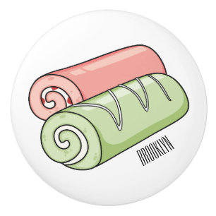 Swiss roll / roll cake cartoon illustration ceramic knob