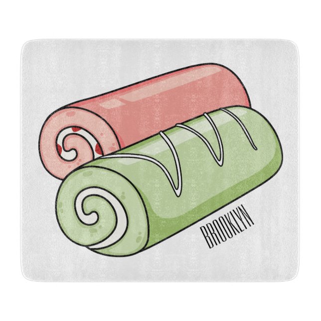 Swiss roll / roll cake cartoon illustration  cutting board (Front)