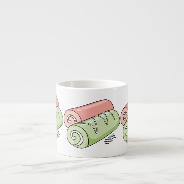 Swiss roll / roll cake cartoon illustration  espresso cup (Front)