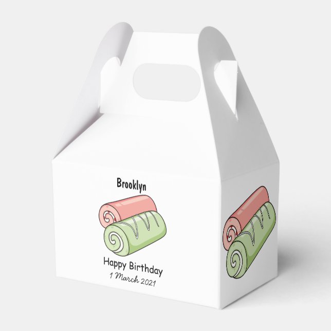 Swiss roll / roll cake cartoon illustration favour box (Front Side)