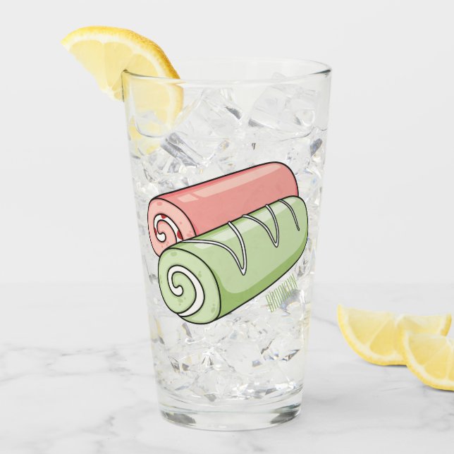 Swiss roll / roll cake cartoon illustration  glass (Front Ice)